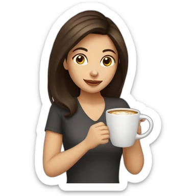 Brunette girl drinking coffee  sticker
