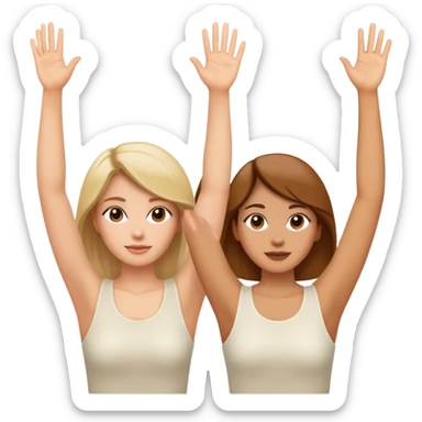 brazos arriba y los ojos mirando para otro lado women  sticker