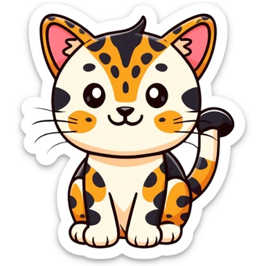 Cute leopard cat with spots and striped tail sticker