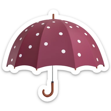 burgundy umbrella with polka dots in 3D emoji style sticker