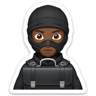 black ninja holding a briefcase sticker