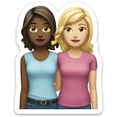 Blonde and brunette lesbian couple  sticker