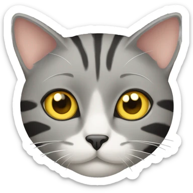 gray cat with few yellow hairs and black stripes sticker
