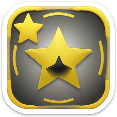 generate a yellow round coin with darker tinted yellow borders and a black star inside sticker