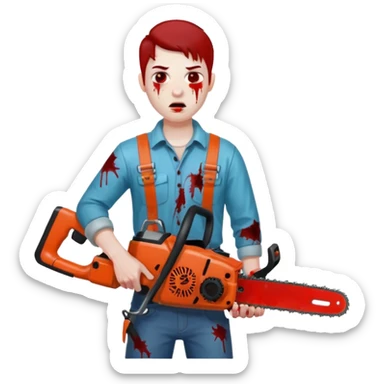 A bloody guy with a chainsaw sticker
