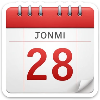 calendar with number 28, red top sticker