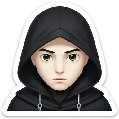 A hooded assassin in black, only his piercing eyes visible sticker