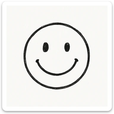 minimalist hand drawn black outline of a smiley face on a white clean background sticker