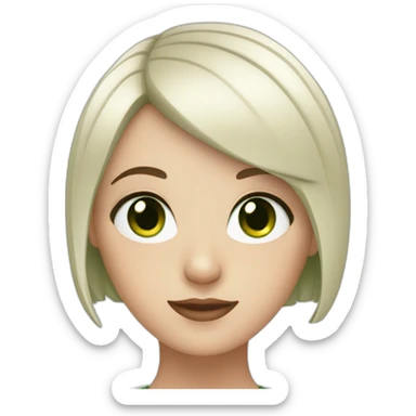 white girl with green eyes and black short bob hair sticker