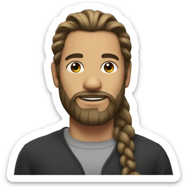 bearded man with long hair in a ponytail sticker