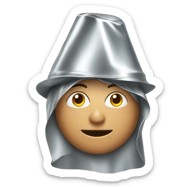 Person wearing a tin foil hat sticker