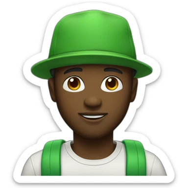 black-man-memoji-with-green-hat sticker