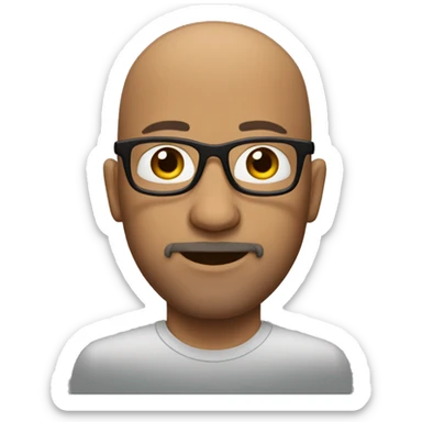 Bald man wearing glasses and goatee brown eyes sticker