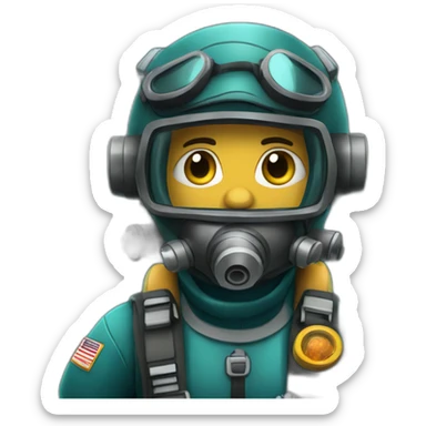 A pilot working as a deep-sea diver exploring underwater caves. sticker