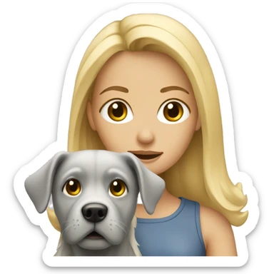 Blonde girl with grey dog sticker