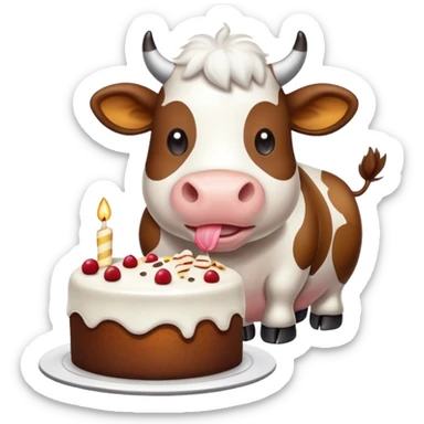 Vaca comiendo torta  sticker