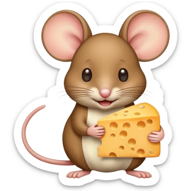 Mouse holding cheese sticker