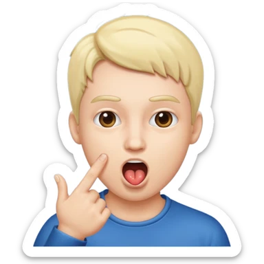 Finger in open mouth sticker