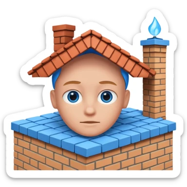 head in the shape of a house, cartoon roof sticker