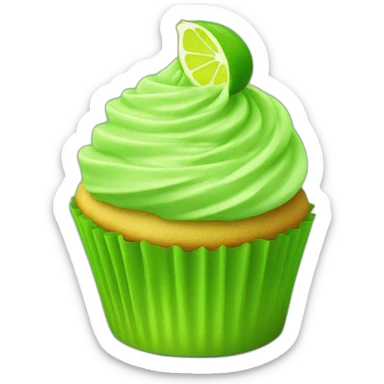 Happy lime green cupcake sticker