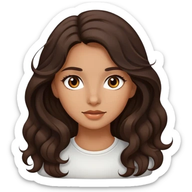 Beautiful girl, dark brown hair, wavy hair, long hair, tan skin, light brown eyes  sticker