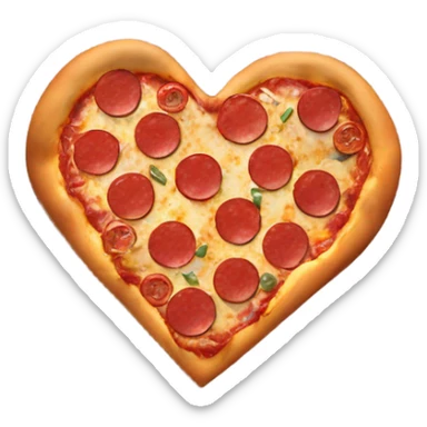 Pepperoni hear shape pizza sticker