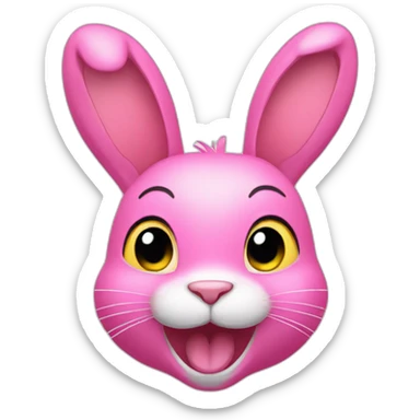 Pink rabbit winking wearing yellow tee shirt sticker