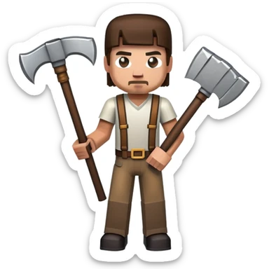 Minecraft character holding a pickaxe sticker