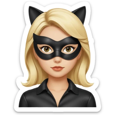 blonde woman with leather cat eye mask and leather blouseü sticker