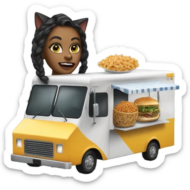 Realistic Cat Woman’s food truck  sticker