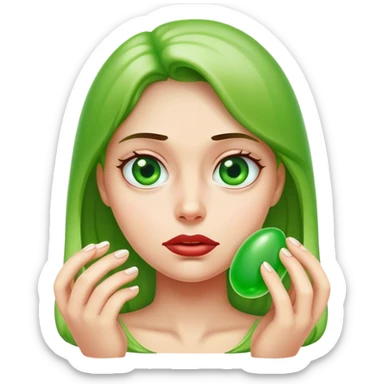 Jelly bean green half frown female  sticker