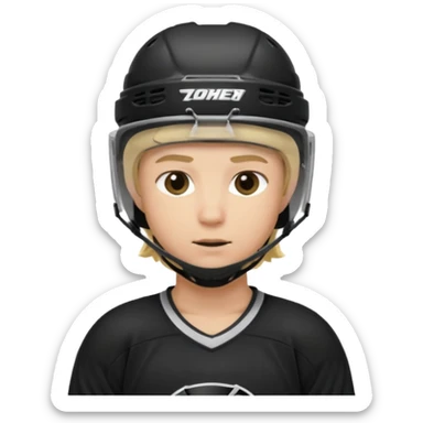 hockey player blonde hair black outfit helmet sticker