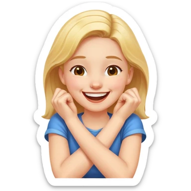 arms crossed holding neck laughing girl sticker