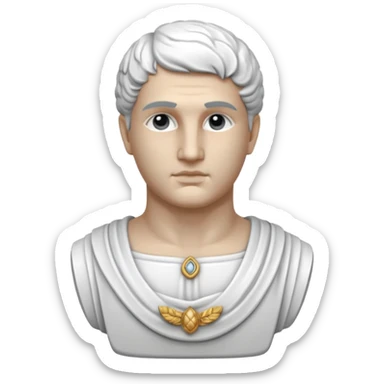 white classical roman bust, white stone, no other colours than white sticker