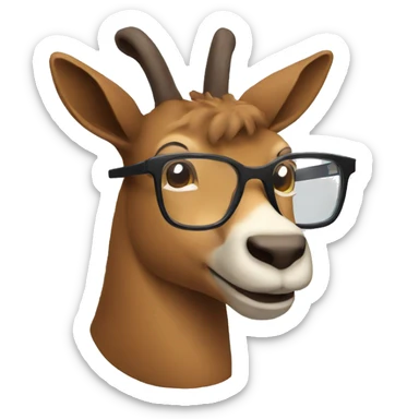 happy smart smiling brown chamois with glasses left profile sticker