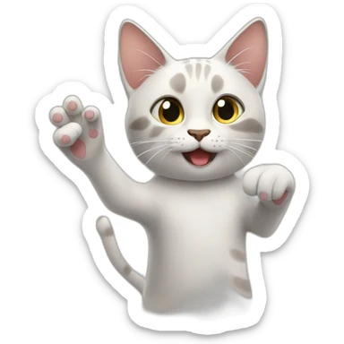 cat waving goodbye sticker