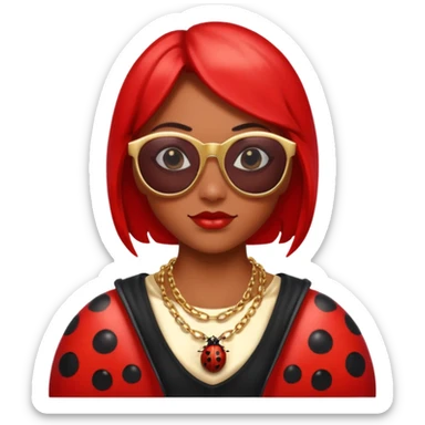 a ladybug thug with sunglasses and a necklace on sticker