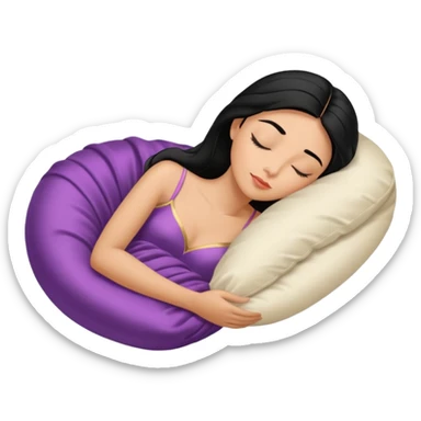 sleeping beauty  tan girl with black hair with a silk pillow sticker