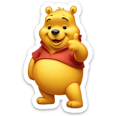 Winnie the pooh doing a thumbs up with a big tummy sticker