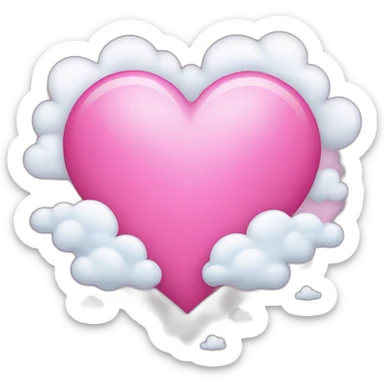 Pink heart with clouds sticker