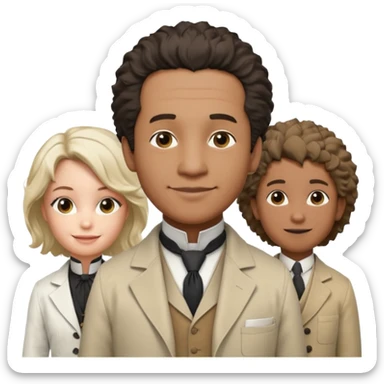 Generate in realistic style Franklin, Edison, Ford in the first row, Einstein, Jobs and Musk in the second behind them. png on transparent background sticker