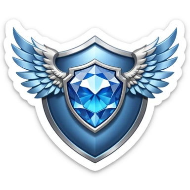 Shield with large wings and a big blue diamond in the center and VIP label sticker