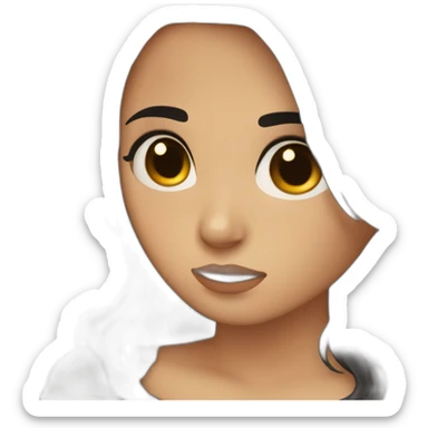 short black hair brown color girl crying sticker