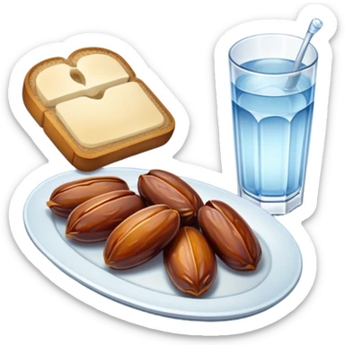 Pre-dawn meal with dates, bread, and water sticker