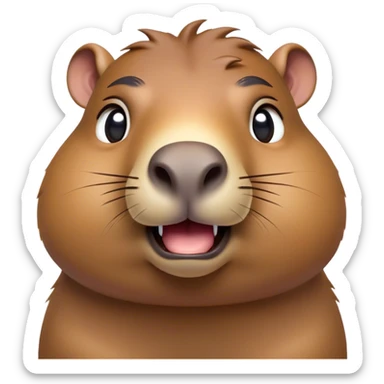 Cinematic Comical Capybara Portrait Emoji, Head tilted dramatically with an exaggeratedly shocked expression, featuring a robust, rotund build with wide, comically expressive eyes full of humorous disbelief, Simplified yet hilariously expressive features, highly detailed, glowing with a slightly sassy natural glow, high shine, dramatic yet playful, stylized with an air of quirky charm, soft glowing outline, capturing the essence of a meme-worthy capybara that looks ready to side-eye its way into viral fame! sticker