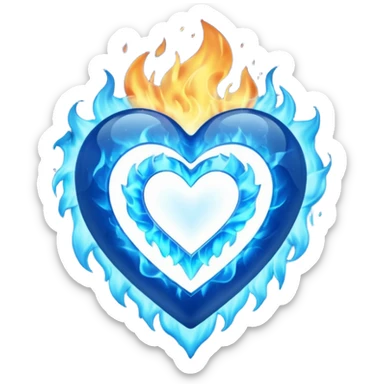 light blue heart with blue fire sticker