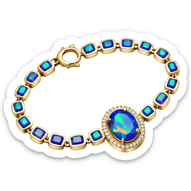 Van Cleef, luxury sparkling black opal gemstones and 2k diamonds, 14k gold bracelet sticker