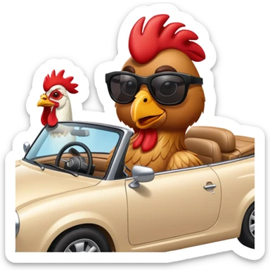rooster in a convertible car sticker