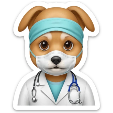doctor dog Wearing Medical Mask sticker
