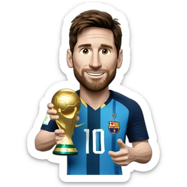 Leo Messi holding world cup sticker